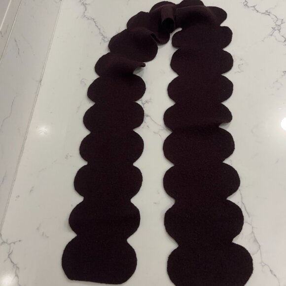 Kate Spade Brown Scalloped Wool Scarf 100% Lambswool Designer Cozy Winter - Picture 6 of 6